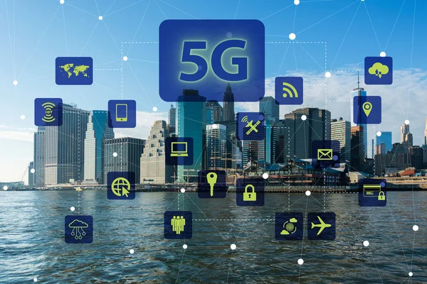 Conceito de internet 5g no conceito de tecnologia — Fotografia de Stock