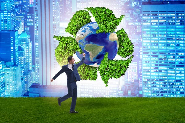 Businessman in recycling ecological concept — Stock Photo, Image