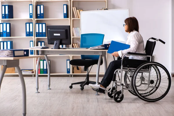 Female employee in wheel-chair at the office — Stock Photo, Image