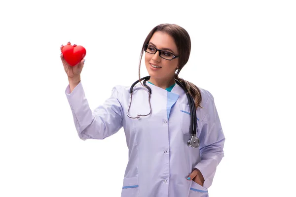 Young female doctor cardiologist isolated on white — Stock Photo, Image