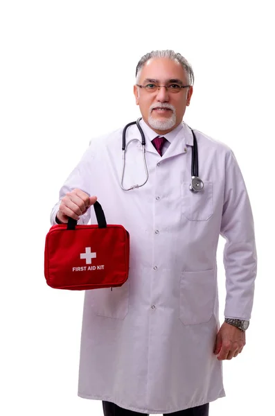 Stary lekarz izolowany na białym — Zdjęcie stockowe