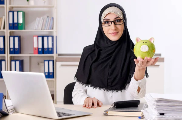 Female employee in hijab working in the office