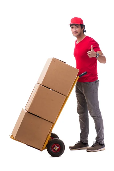 Young male courier with box — Stock Photo, Image