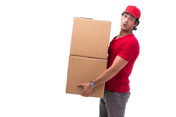 Young male courier with box — Stock Photo, Image