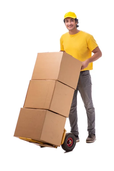 Young male courier with box — Stock Photo, Image