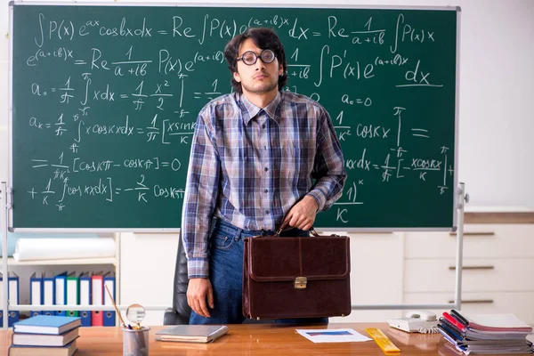 Funny male math teacher in the classroom — Stock Photo, Image