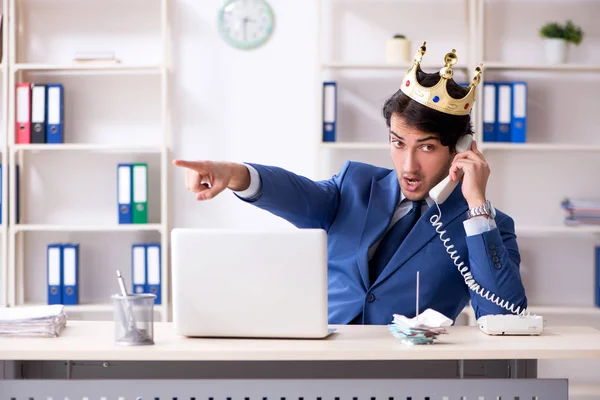 Young king businessman working in the office — Stock Photo, Image