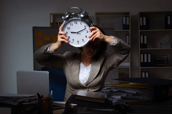 Female employee suffering from excessive work — Stock Photo, Image