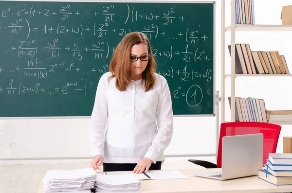 Profesora de matemáticas en el aula — Foto de Stock