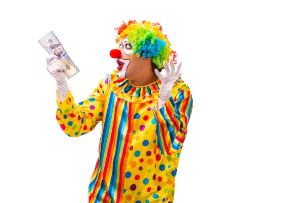 Clown maschio isolato su bianco — Foto Stock