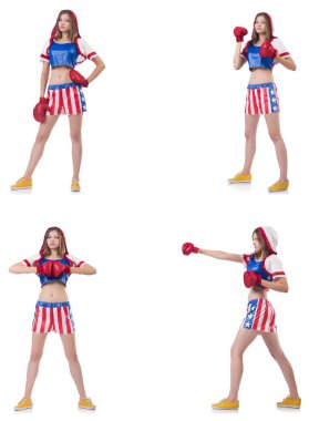 Genç bayan boksör, beyaz tenli. 