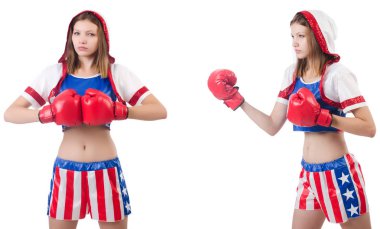 Genç bayan boksör, beyaz tenli. 