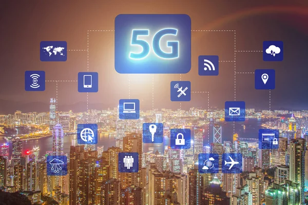 Conceito de internet 5g no conceito de tecnologia — Fotografia de Stock