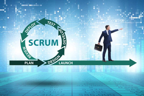 Бизнесмен в гибких методов концепции
