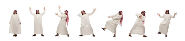 Homem árabe feliz isolado no branco — Fotografia de Stock