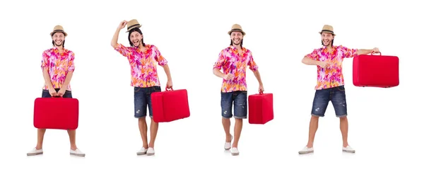 Travel vacation concept with luggage on white — Stock Photo, Image