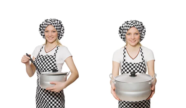 Donna cuoco isolato sullo sfondo bianco — Foto Stock