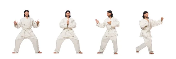 Karate fighter izolowane na białym — Zdjęcie stockowe