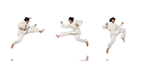 Karate-Kämpfer isoliert auf weiß — Stockfoto