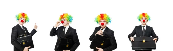 Clown affärsman isolerad på vitt — Stockfoto