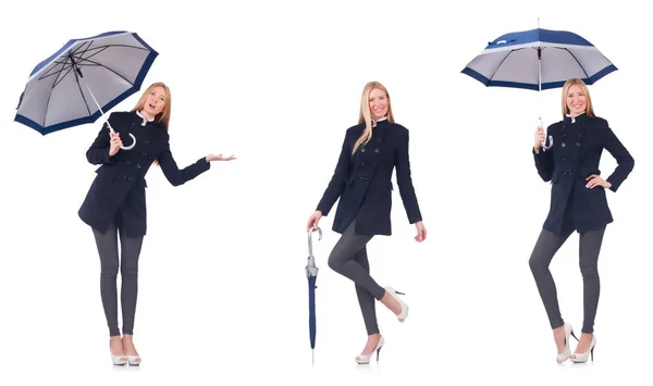 黒の上着と傘で美しい女性 — ストック写真