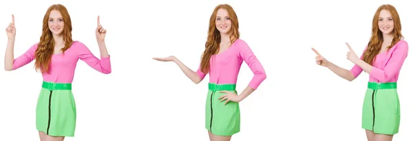 Beautiful woman in green skirt — Stock Photo, Image