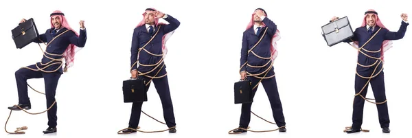 Arab man tied up with rope — Stock Photo, Image