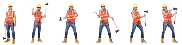 Trabajador industrial aislado en blanco — Foto de Stock