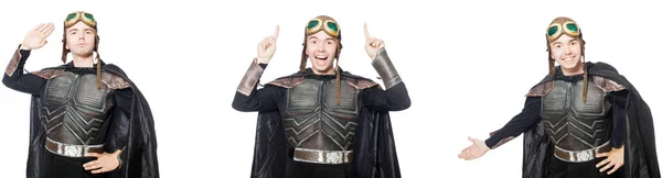 Young funny man in armour suit — Stock Photo, Image