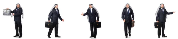 Άραβας επιχειρηματίας με χαρτοφύλακα που απομονώνονται σε λευκό — Φωτογραφία Αρχείου