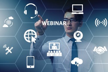 İşadamı online webinar kavram