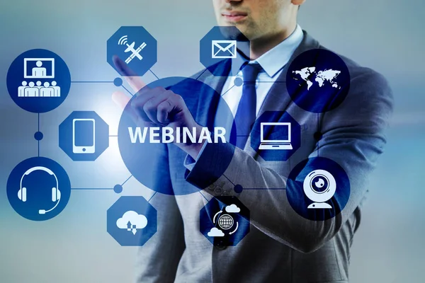 Homme d'affaires en ligne webinaire concept — Photo