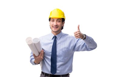 Genç erkek mimar beyaz izole 