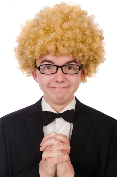 Νεαρός με αφρο περούκα — Φωτογραφία Αρχείου