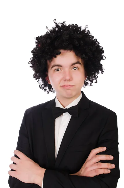 Junger Mann mit Afro-Perücke — Stockfoto