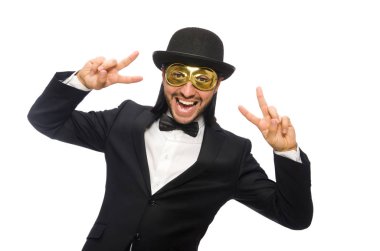 Beyaz arka planda izole komik adam