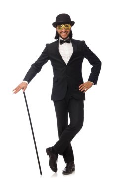 Beyaz arka planda izole komik adam