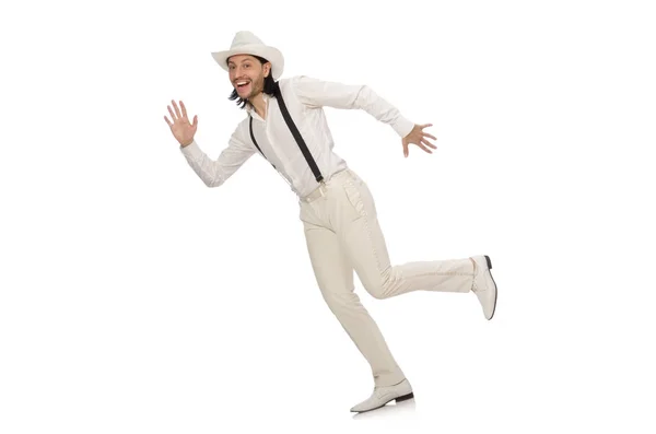 Człowiek w zabawnej koncepcji izolowane na białym — Zdjęcie stockowe