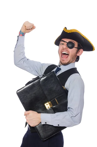 Podnikatel pirát izolované na bílém pozadí — Stock fotografie