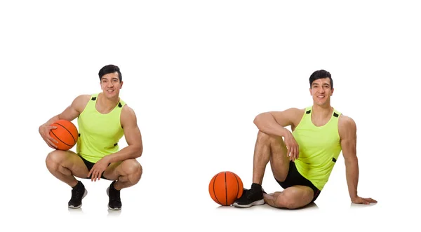 Young basketball player isolated on white — Stock Photo, Image