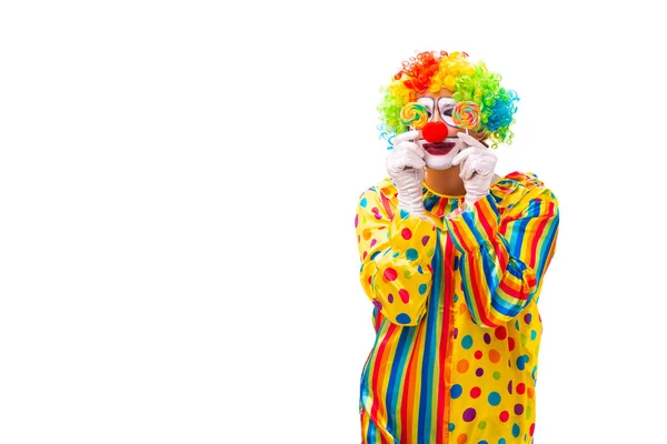 Männlicher Clown isoliert auf weiß — Stockfoto