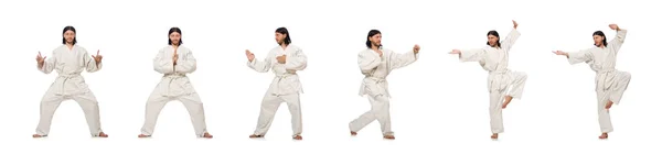 Karate jager geïsoleerd op wit — Stockfoto