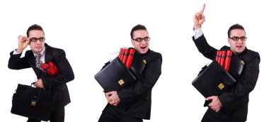 Adam beyaz izole dinamit ile 