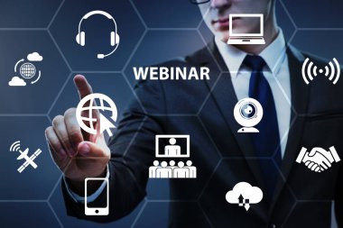 İşadamı online webinar kavram
