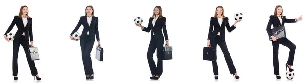 Businesslady con palla su bianco — Foto Stock