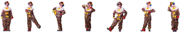 Смішний чоловічий клоун ізольований на білому — стокове фото