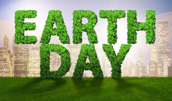 Earth day koncept med gröna bokstäver - 3d rendering — Stockfoto