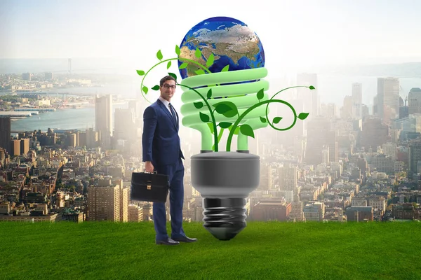 Concept of energy efficiency with lightbulb — Stock Photo, Image