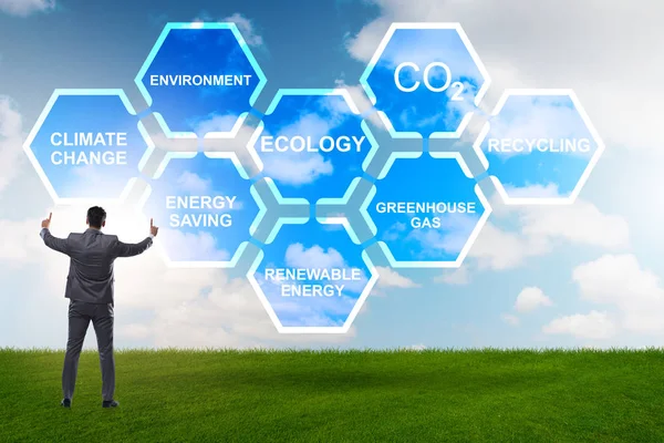 Üzletember-ökológia és környezet fogalma — Stock Fotó