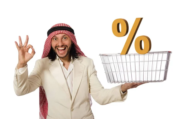 Arab man doing shopping isolated on white — Stock Photo, Image